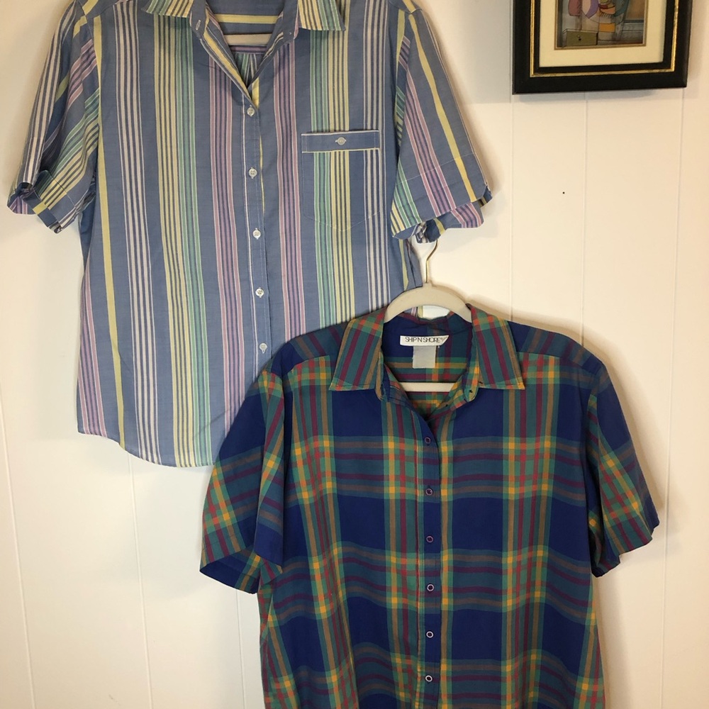 Ship'n Shore Vintage Colorful Striped and Plaid Women's Button Down Shirts 16